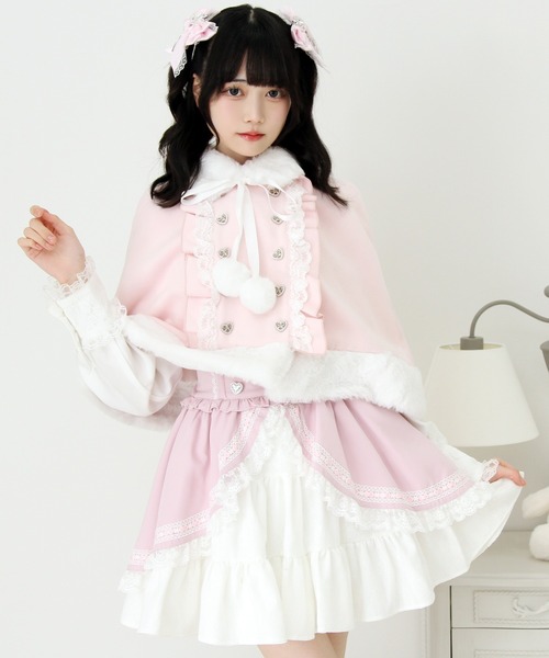 新品超レア La Pafait フリルリボンファーハートコート ピンク セーラーレースリボンファーコート – レディースファッション通販の夢