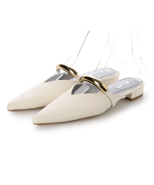 柔らかい・クッション入り】ゴールドモチーフフラットミュール IY5706