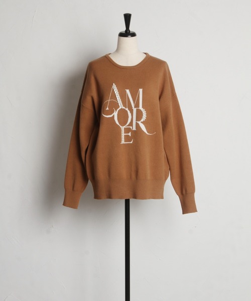 【ZOZO限定】パール×ビジューAMOREロゴニット（ニット/セーター）｜tocco closet（トッコ クローゼット）