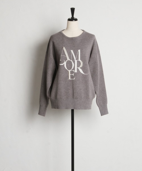 【ZOZO限定】パール×ビジューAMOREロゴニット（ニット/セーター）｜tocco closet（トッコ クローゼット）