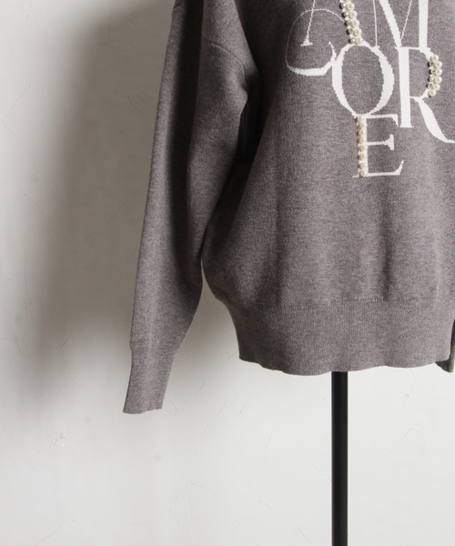 【ZOZO限定】パール×ビジューAMOREロゴニット（ニット/セーター）｜tocco closet（トッコ クローゼット）