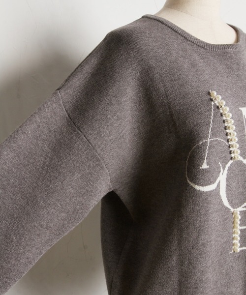 【ZOZO限定】パール×ビジューAMOREロゴニット（ニット/セーター）｜tocco closet（トッコ クローゼット）