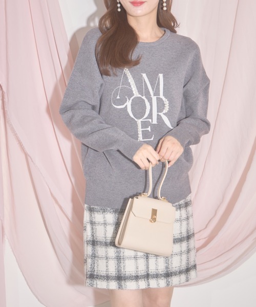 【ZOZO限定】パール×ビジューAMOREロゴニット（ニット/セーター）｜tocco closet（トッコ クローゼット）