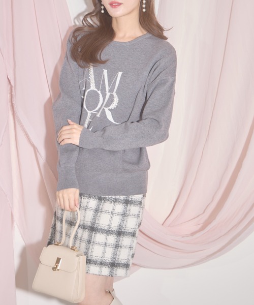 【ZOZO限定】パール×ビジューAMOREロゴニット（ニット/セーター）｜tocco closet（トッコ クローゼット）