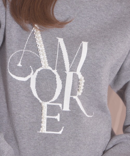 【ZOZO限定】パール×ビジューAMOREロゴニット（ニット/セーター）｜tocco closet（トッコ クローゼット）