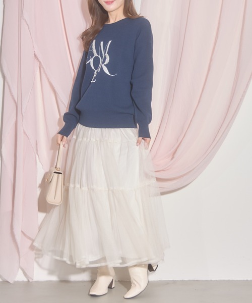 【ZOZO限定】パール×ビジューAMOREロゴニット（ニット/セーター）｜tocco closet（トッコ クローゼット）