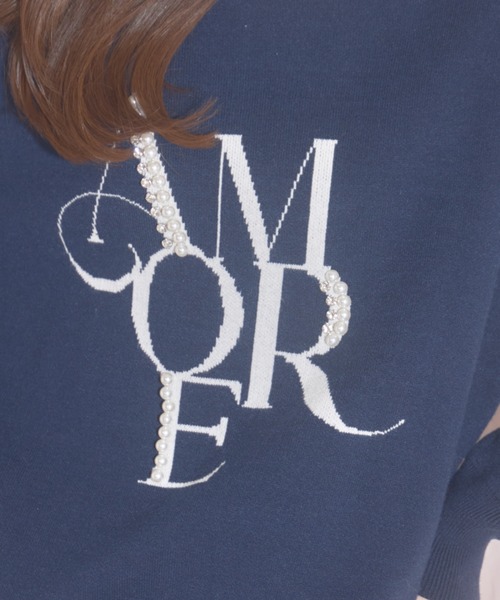 【ZOZO限定】パール×ビジューAMOREロゴニット（ニット/セーター）｜tocco closet（トッコ クローゼット）