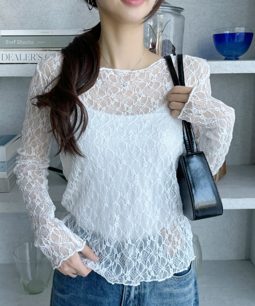 英国インポート♡ネイビーとホワイトのストライプ レース模様スヌード ストライプロングワンピース【DEVOTION TWINS】|ネミカ | レリアン公式