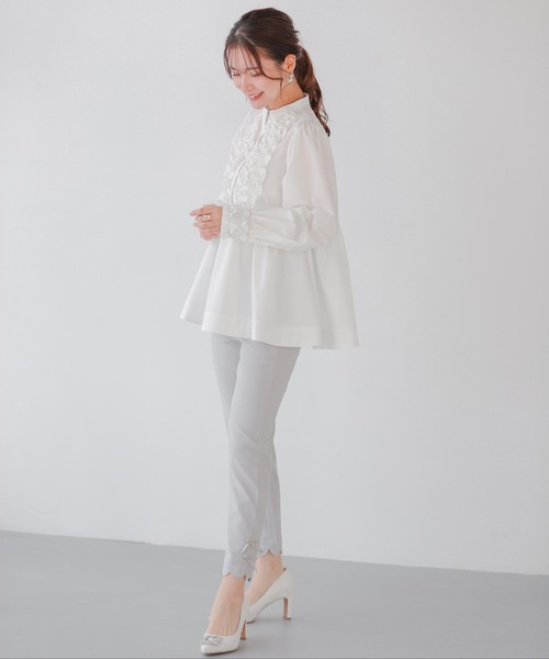 Fit more（フィットモア）の「フロントフリルペプラム長袖ブラウス（シャツ/ブラウス・レディース・ネイビー/ホワイト/ピンク・FREE）」の15枚目の写真