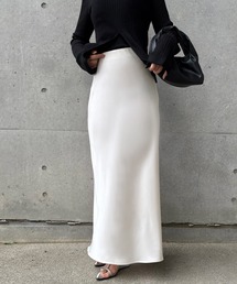 Satin long flare skirt /サテン ロング フレア スカート