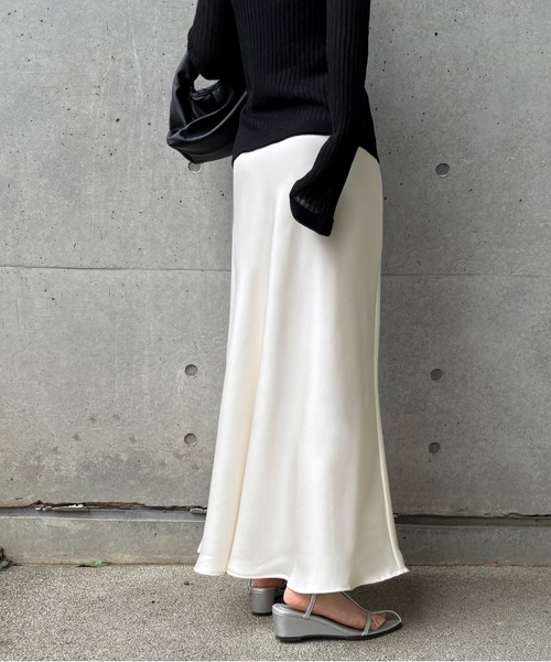 Satin long flare skirt /サテン ロング フレア スカート