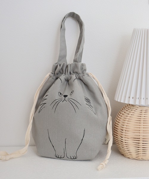 セール】ROOTOTE サーモキーパーネコ柄巾着トート（トートバッグ 
