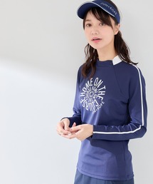 セール】【ECO】【UV】【防透】Rロープ柄衿付長袖プルオーバー（T