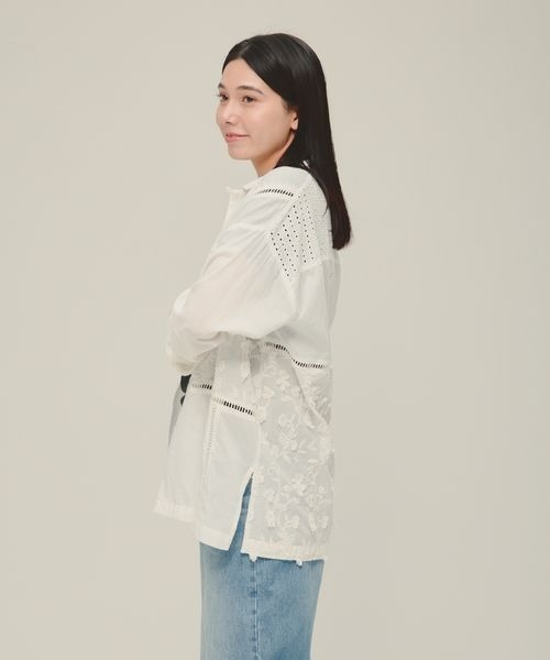 ブラウス シャツ 「eL」Patchwork Embroidery Shirt/251152 レディース eL】Patchwork Embroidery Shirt/251152（シャツ/ブラウス）｜eL