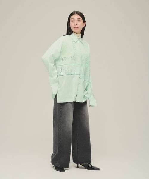 ブラウス シャツ 「eL」Patchwork Embroidery Shirt/251152 レディース eL】Patchwork Embroidery Shirt/251152（シャツ/ブラウス）｜eL