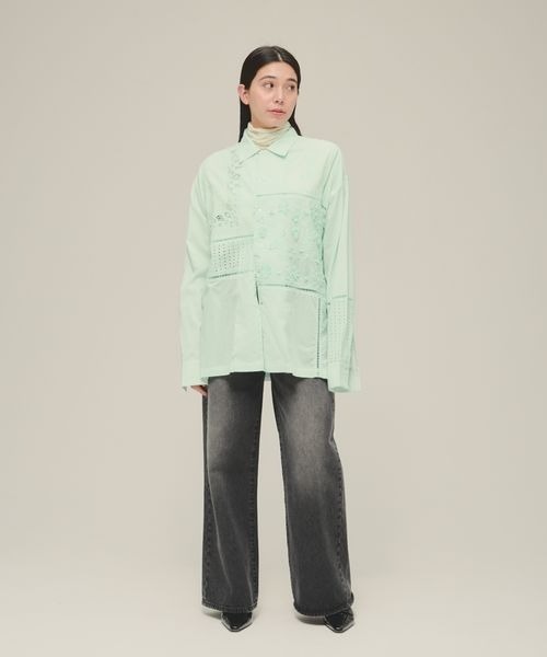 eL（エル）の「【eL】Patchwork Embroidery Shirt/251152（シャツ/ブラウス・レディース・オフホワイト/グリーン・FREE）」の10枚目の写真