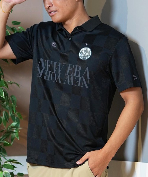 NEW ERA(ニューエラ)の「NEW ERA GOLF/ニューエラゴルフ 半袖ポロシャツ 吸汗速乾 UVカット 14391516/14391518(ポロシャツ・メンズ・ブラック/ホワイト・L/XL/M)」の1枚目の写真