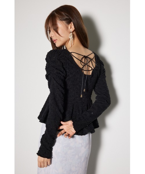 rienda（リエンダ）の「カットレースペプラムトップス 春服（Tシャツ/カットソー・レディース・ブラック/ホワイト/ピンク・FREE）」の15枚目の写真