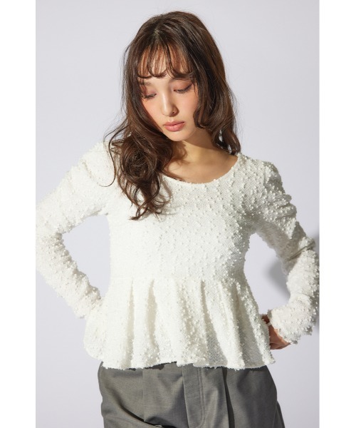 rienda（リエンダ）の「カットレースペプラムトップス 春服（Tシャツ/カットソー・レディース・ブラック/ホワイト/ピンク・FREE）」の21枚目の写真