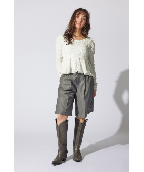 rienda（リエンダ）の「カットレースペプラムトップス 春服（Tシャツ/カットソー・レディース・ブラック/ホワイト/ピンク・FREE）」の22枚目の写真