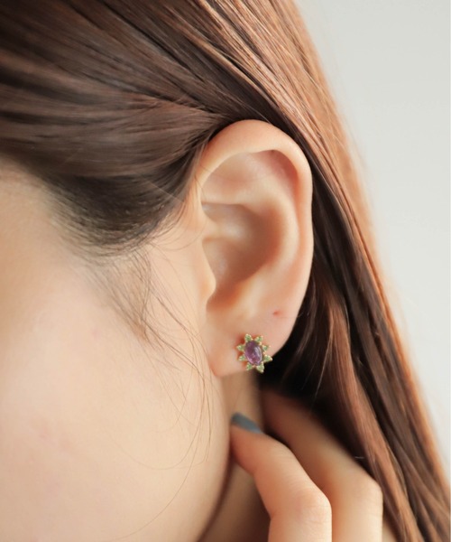 ✧ピアス✧　ローズカットのパイライトピアス k18pt-rosecut-diamond-765811.