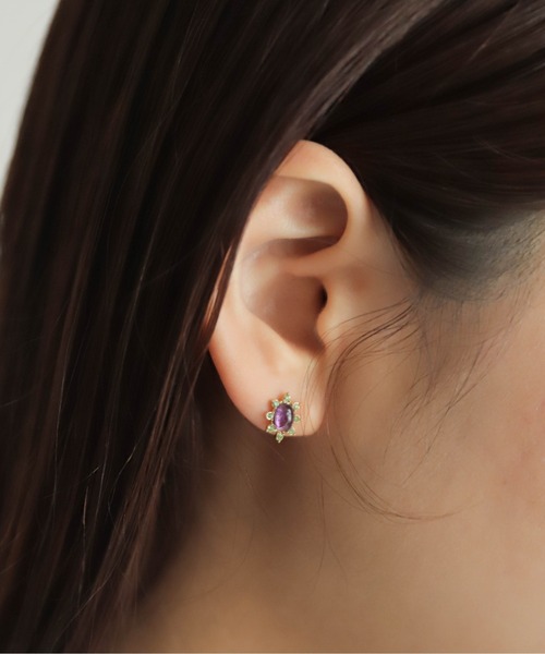 ナチュラルストーンバイカラーピアス（ピアス（両耳用
