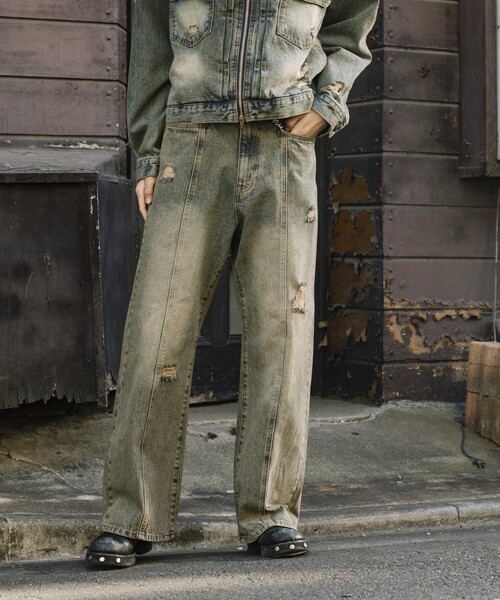 McGREGOR（マックレガー）の「McGREGOR MODERN/マックレガーモダン センターシーム ストレートデニムパンツ（デニムパンツ・メンズ・ブルー/ダークブラウン/ブラウン・LARGE/MEDIUM）」の16枚目の写真