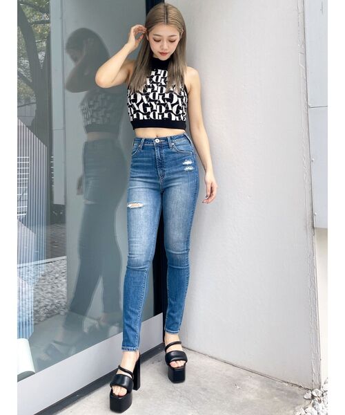 GYDA（ジェイダ）の「GYDAジャカードアメスリニットトップス（ニット/セーター・レディース・ピンク/ミント/オフホワイト/ブラック・FREE）」の7枚目の写真