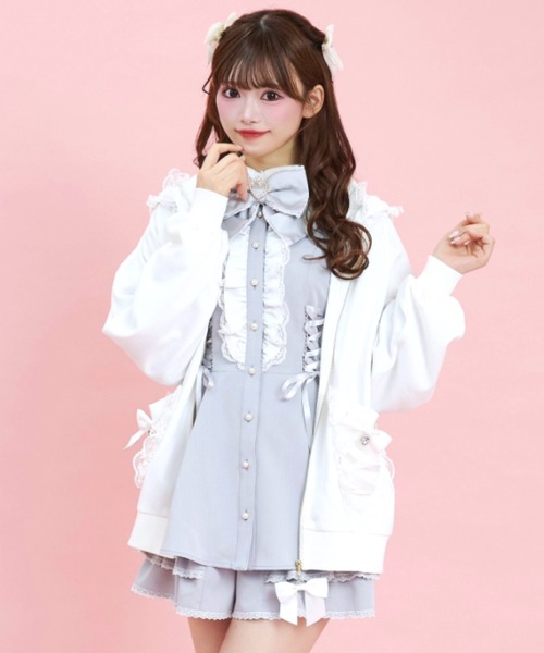 Secret Honey(シークレットハニー)の「レースアップポケットバックプリントパーカー(パーカー・レディース・ブラック/オフホワイト/ホワイト系その他2/ブラック系その他・FREE)」の13枚目の写真