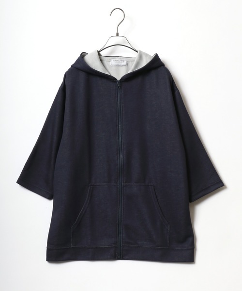 セール】Dry Fabric Three-Quarter Sleeve Full Zip Hoodie