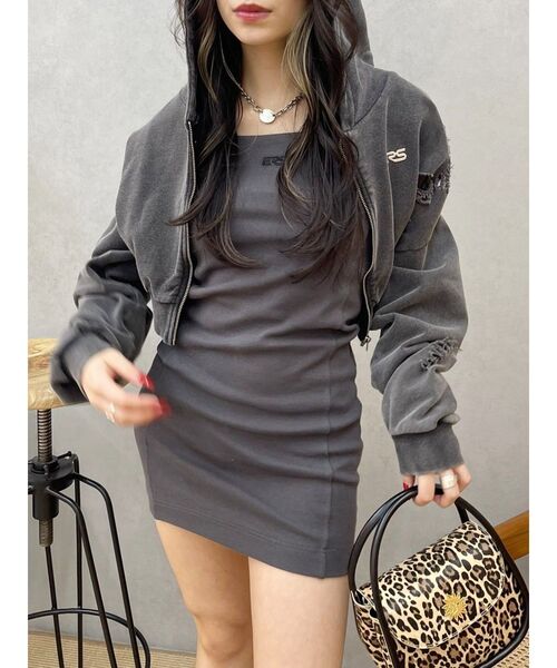 EVRIS（エヴリス）の「ワンポイントリブジャンスカ（ジャンパースカート・レディース・カーキ/チャコールグレー/ブラック・FREE）」の14枚目の写真