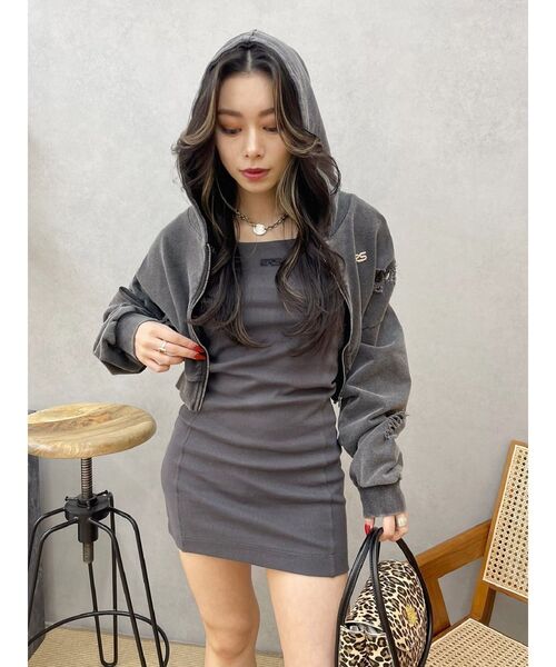 EVRIS（エヴリス）の「ワンポイントリブジャンスカ（ジャンパースカート・レディース・カーキ/チャコールグレー/ブラック・FREE）」の15枚目の写真