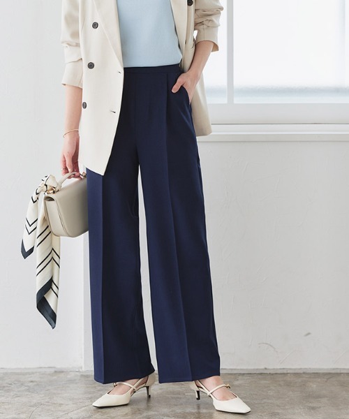 Pierrot（ピエロ）の「ラクしてキレイ！ストレッチストレートパンツ（スラックス・レディース・ベージュ系その他/ブラック/チャコール/ネイビー・PM/PS/TL/TM/LL/L/M/PL）」の4枚目の写真