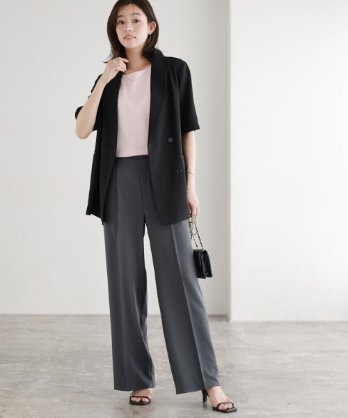 Pierrot（ピエロ）の「ラクしてキレイ！ストレッチストレートパンツ（スラックス・レディース・ベージュ系その他/ブラック/チャコール/ネイビー・PM/PS/TL/TM/LL/L/M/PL）」の7枚目の写真