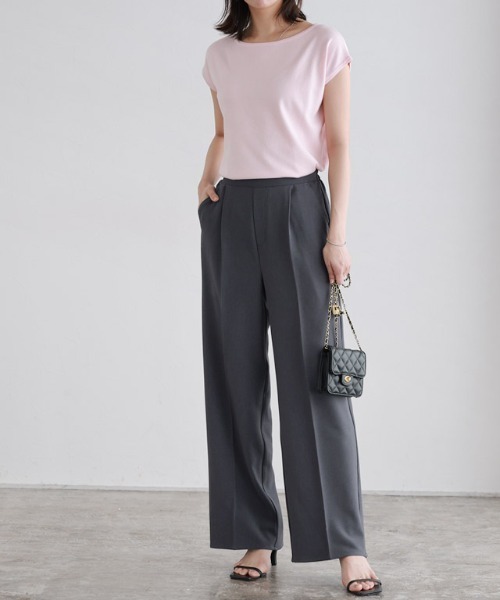 Pierrot（ピエロ）の「ラクしてキレイ！ストレッチストレートパンツ（スラックス・レディース・ベージュ系その他/ブラック/チャコール/ネイビー・PM/PS/TL/TM/LL/L/M/PL）」の9枚目の写真