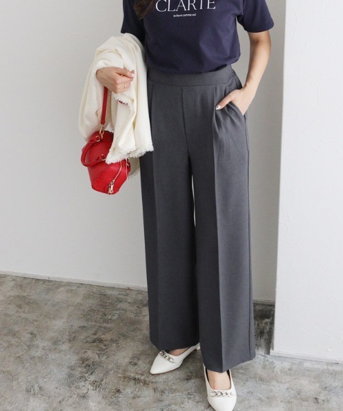 Pierrot（ピエロ）の「ラクしてキレイ！ストレッチストレートパンツ（スラックス・レディース・ベージュ系その他/ブラック/チャコール/ネイビー・PM/PS/TL/TM/LL/L/M/PL）」の11枚目の写真