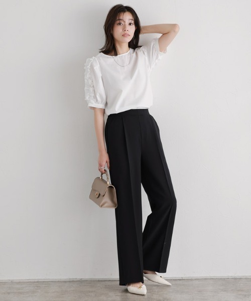 Pierrot（ピエロ）の「ラクしてキレイ！ストレッチストレートパンツ（スラックス・レディース・ベージュ系その他/ブラック/チャコール/ネイビー・PM/PS/TL/TM/LL/L/M/PL）」の18枚目の写真