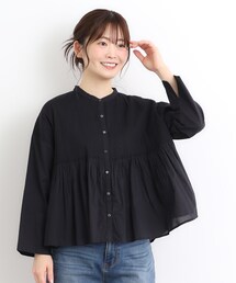 【コットン100%/羽織に使える】ピンタックフレアブラウス