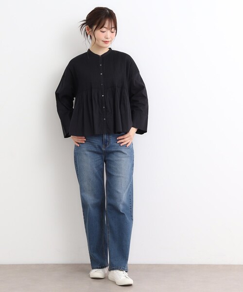 LAURA ASHLEY(ローラアシュレイ)の「【コットン100%/羽織に使える】ピンタックフレアブラウス(シャツ/ブラウス・レディース・ブラック/オフホワイト・38)」の9枚目の写真