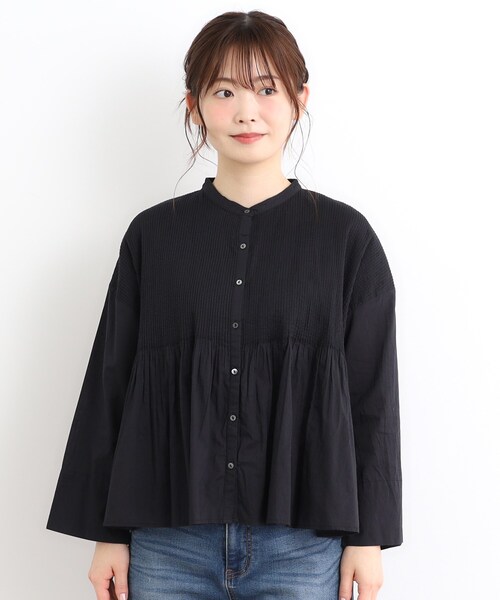 LAURA ASHLEY(ローラアシュレイ)の「【コットン100%/羽織に使える】ピンタックフレアブラウス(シャツ/ブラウス・レディース・ブラック/オフホワイト・38)」の11枚目の写真