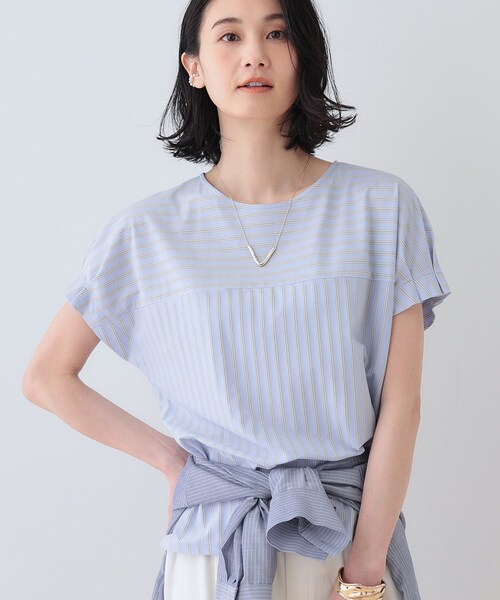 INDIVI / インディヴィ 【洗える／SETUP可能／超軽量】袖タックチェック柄ブラウス INDIVI ブラウス シャツ 「洗える／SETUP可能／超軽量」袖タック