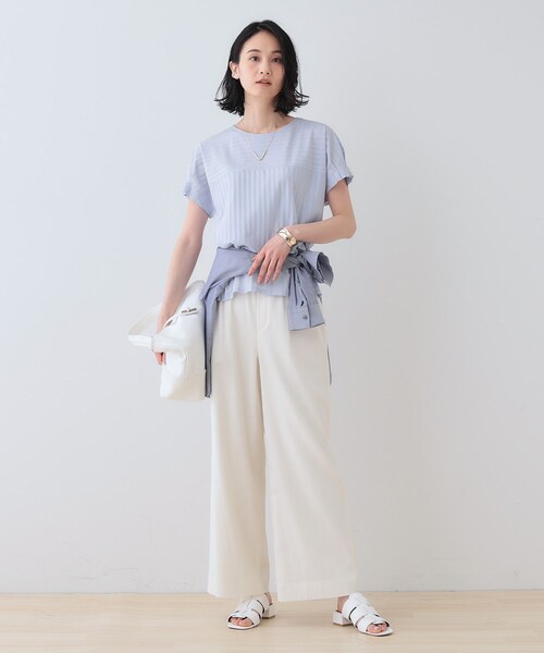 INDIVI（インディヴィ）の「【洗える／ストライプ柄】袖タックブラウス（シャツ/ブラウス・レディース・ブルー系7/ベージュ系2/ホワイト系その他3・40/38/19/15 /13/05）」の15枚目の写真