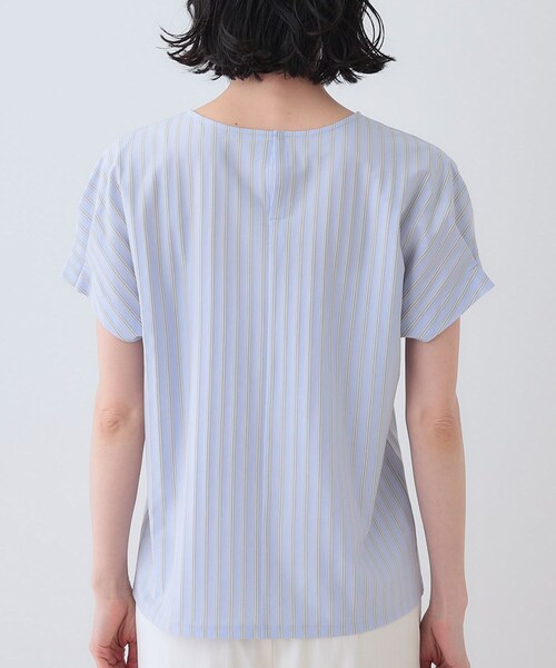 極美品　INDIVI ストライプ　タックブラウス サイズ44 INDIVI ブラウス シャツ 春SALE！「洗える／ストライプ柄」袖