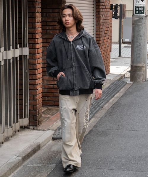 WEGO（ウィゴー）の「WEGO/デニムフードブルゾン（デニムジャケット・メンズ・ブラック系3・MEDIUM/LARGE）」の9枚目の写真