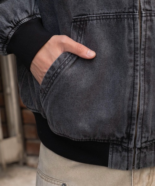 WEGO（ウィゴー）の「WEGO/デニムフードブルゾン（デニムジャケット・メンズ・ブラック系3・MEDIUM/LARGE）」の13枚目の写真