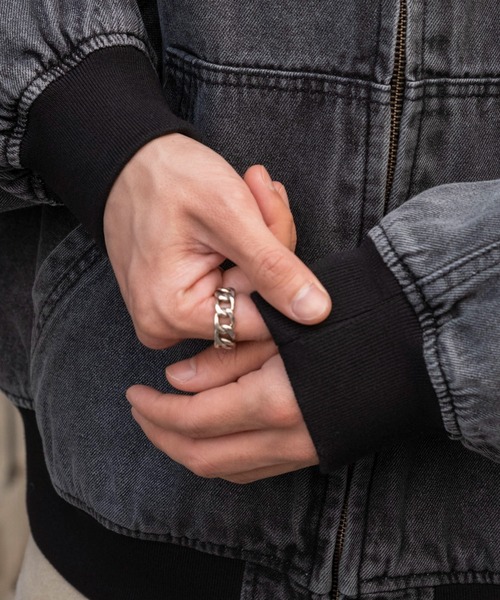 WEGO（ウィゴー）の「WEGO/デニムフードブルゾン（デニムジャケット・メンズ・ブラック系3・MEDIUM/LARGE）」の12枚目の写真