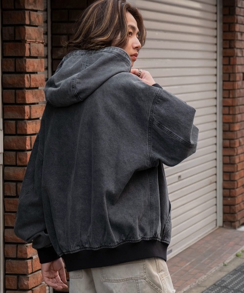 WEGO（ウィゴー）の「WEGO/デニムフードブルゾン（デニムジャケット・メンズ・ブラック系3・MEDIUM/LARGE）」の17枚目の写真