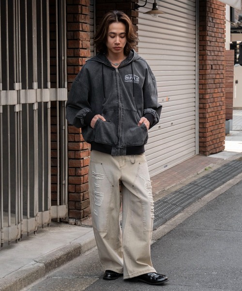 WEGO（ウィゴー）の「WEGO/デニムフードブルゾン（デニムジャケット・メンズ・ブラック系3・MEDIUM/LARGE）」の20枚目の写真