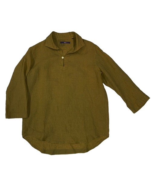 Gallipoli camiceria(ガリポリカミチェリア)の「リネン100%七分袖カプリシャツ(シャツ/ブラウス・メンズ・イエロー/レッド/ブラウン/ホワイト/カーキ/サックスブルー/ネイビー/ボルドー・50/48/46)」の3枚目の写真