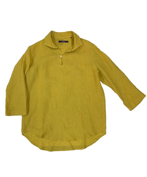 Gallipoli camiceria(ガリポリカミチェリア)の「リネン100%七分袖カプリシャツ(シャツ/ブラウス・メンズ・イエロー/レッド/ブラウン/ホワイト/カーキ/サックスブルー/ネイビー/ボルドー・50/48/46)」の6枚目の写真
